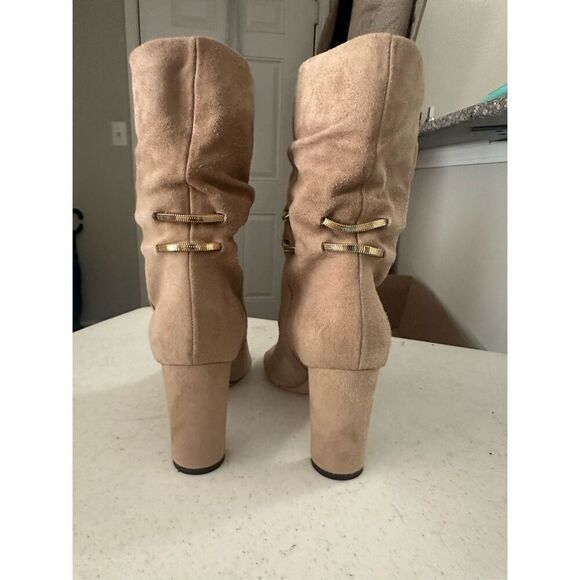 Jimmy Choo Women's Tan Mysen Suede Peep Toe Ankle Boots Size 37 - Picture 9 of 11